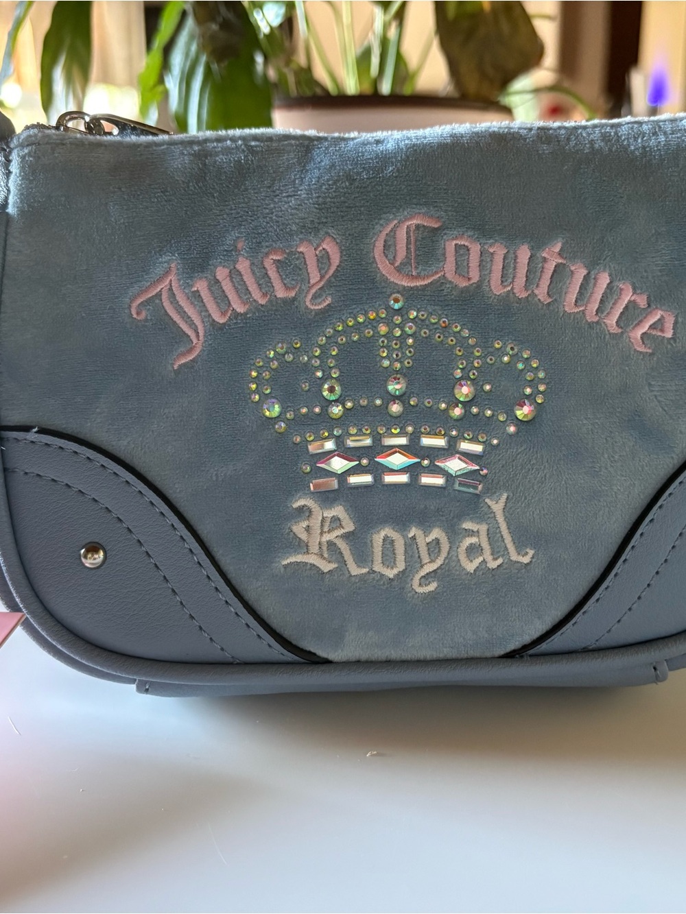 Juicy Couture Blue Velvet Royal Embellished Mini Crossbody